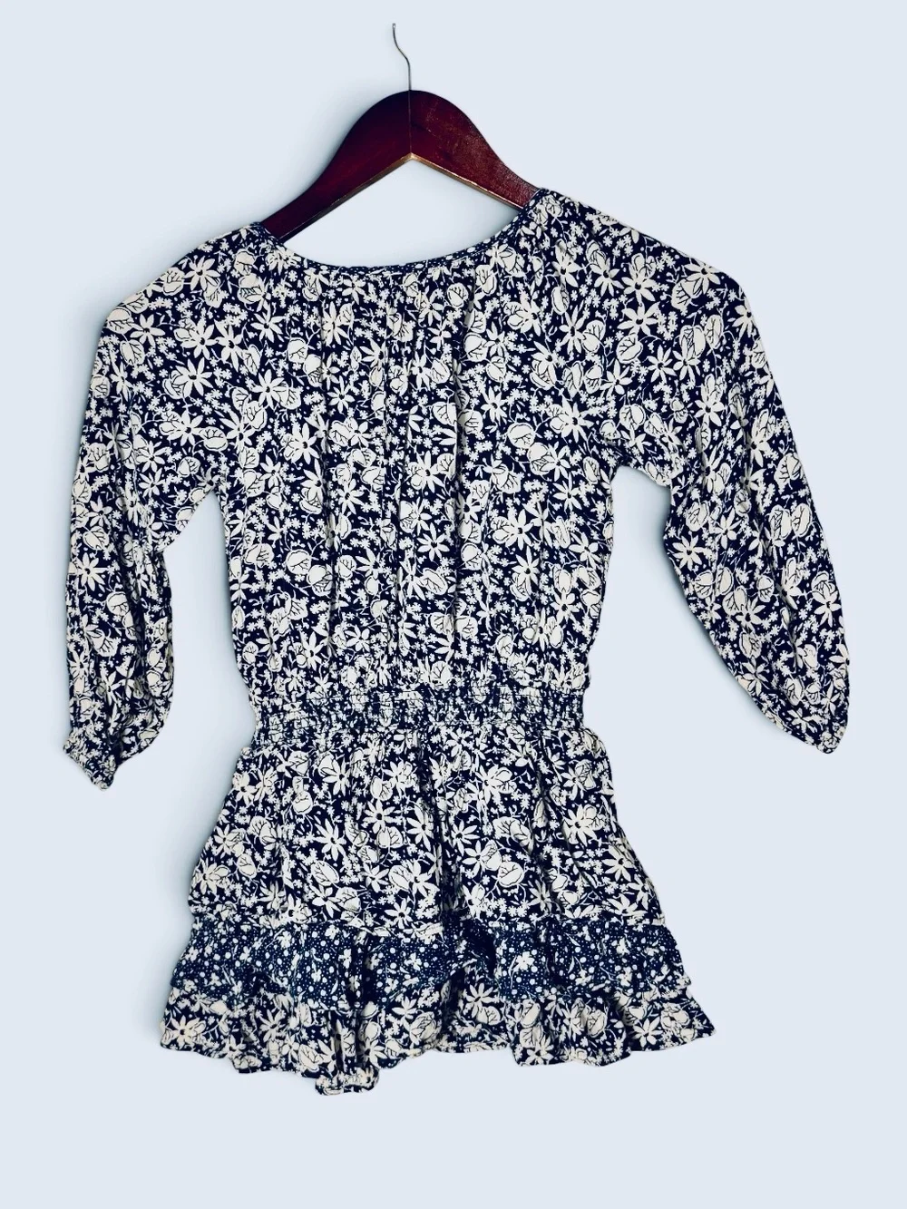 Polo Ralph Lauren Kids Girls Blue White Floral Smocked Dress Size 5